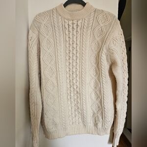 100% Wool Tally Ho Fishermen Sweater, Cream,